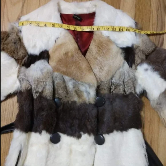70s vintage multi color dyed rabbit fur coat.